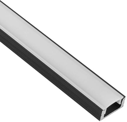 tktrading24 A17 LED Aluprofil Schwarz mit Abdeckung - Premium LED-Profil - 2m milky