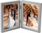 TESSTSY Doppelter Bilderrahmen Faltbar 2 Fotos, 13x18 cm Klappbarer Bilderrahmen Aus Holz, Klappbarer Fotorahmen mit Glasscheibe, für Hochzeit, Familie (Grau)