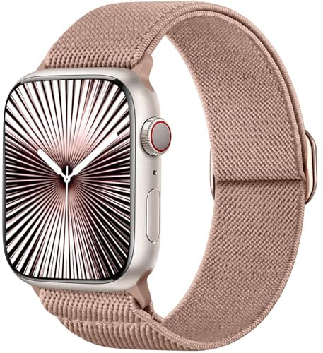 Ynitec Solo Loop cinturino di ricambio compatibile con Apple Watch 38mm 40mm 41mm 42mm, morbido sport nylon band braccialetti elastici per iWatch serie 10 9 8 7 6 5 4 3 2 1 SE uomini donne, Rosa
