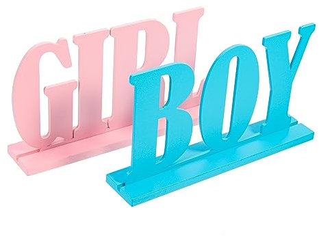 WHAMVOX Holz Geschlechtsschild Enthüllung Dekoration Tisch Ornament Gender Reveal Party Babyparty Tischdeko Rustikal