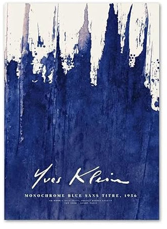 FIHOV SYVME Yves Klein Ausstellung Wandkunst Nordisch Poster und Drucke Blau Berg Yves Klein Leinwand Malerei Retro Bilder für Wohnkultur 50x70cmx1 Kein Rahmen