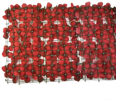 Artificial Flowers Fence Screen, for Leaf Privacy Fence Screening Trellis Roll Decorative, Foliage Wall Cover, for Garden Decor, Outdoor Hedge Panel(red)