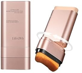 Mrettick 2-in-1-Wrinkle Foudation Stick, Doppelkopf-Make-up, makelloser Radiergummi-Stick, feuchtigkeitsspendend, leicht mit Pinsel