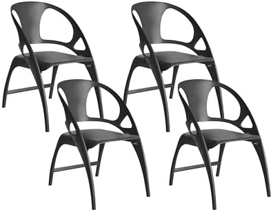Beliani Modern Set of 4 Garden Dining Chairs Lightweight Plastic Folding Black Nemi
