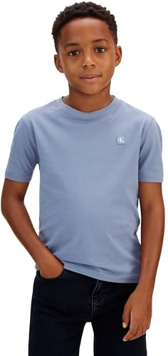 Calvin Klein Kinder Unisex T-Shirt Kurzarm Mono Mini Badge aus Baumwolle, Blau (Infinity 17-4015 TCX), 12 Jahre