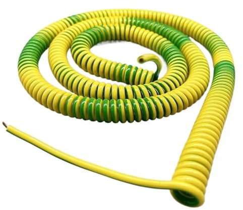 Cordon d'alimentation à 1 noyau, fil de terre à ressort spiralé jaune-vert, fil spiralé carré 1/1,5/2,5, câble bicolore, câble de terre(Stretch 6m,1 mm2)