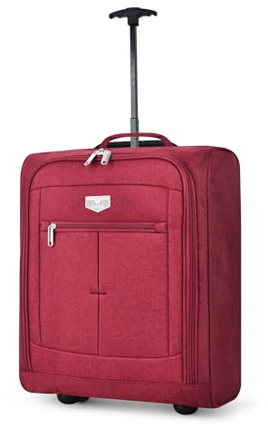 LUGG Cabin Size Lightweight Luggage - Durable 600D Polyester Snowflake Push Up Trolley - Solid Wheels - Easyjet, Ryanair, British Airways - Airway Locker (56x45x25cm)
