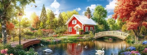 Bimkole Groß 5D Diamond Painting Kits Zubehör Herbsthaus, Landschaften Diamant Malerei Kit Voll Runde Bohrer Malen nach Zahlen Malerei Stickerei Kreuzstich Diamond Dekoration 30x80 cm