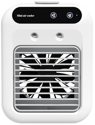 Mini-Klimagerät – Kleines persönliches Klimagerät, leise, tragbarer Mini-Klimagerät, mit 1800 mAh Akku, 2 Windgeschwindigkeiten, 2 Sprühmodi, leiser Betrieb