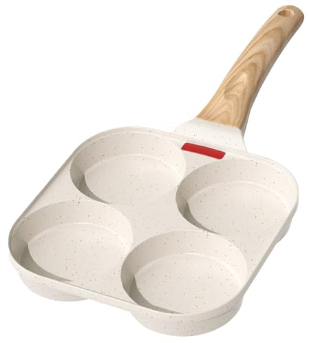 YASHE 4 Cup Nonstick Egg Pan, Induction Ready, Non-Toxic Egg Frying Pan | Granite Breakfast Skillet for Eggs Pancakes Burgers Omelette, PFOA Free, Compatible for All Hobs