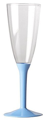 Dream' s Party 20 Flute in plastica con gambo - Flutes rigidi monouso - Calice da Spumante - Corpo in plastica trasparente - confezione 20 pezzi - flute per feste (Celeste)