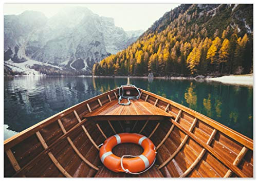 Panorama Poster Lake of Braies 30 x 21 cm - Gedruckt auf 250g-Papier - Nature Wanbilder - Papierplakat Wohnzimmer