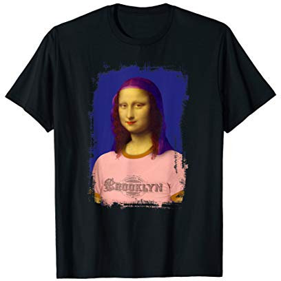 Mona Lisa mit Retro Brooklyn NYC T-Shirt