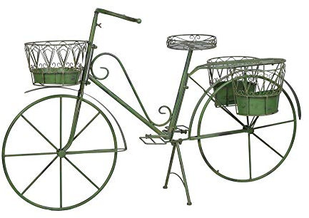 Deko Fahrrad Gartendeko Metallrad zum Bepflanzen 4 Körbe Pflanzrad Blumenständer aja229 Palazzo Exklusiv Grün