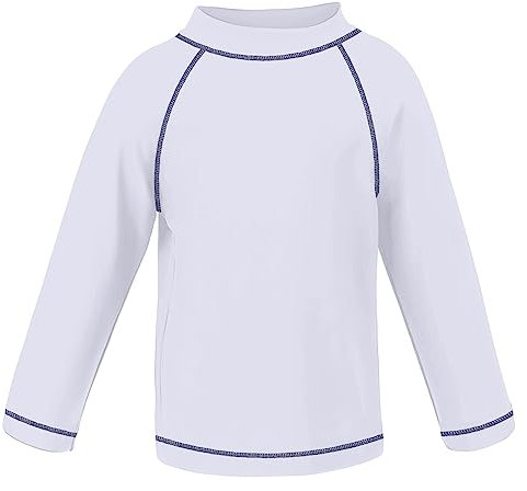 TIZAX Camiseta UV de Manga Larga para niñas Traje de baño con protección Solar Rashguard para Surf/Nadando/Buceo/Playa Blanco 104