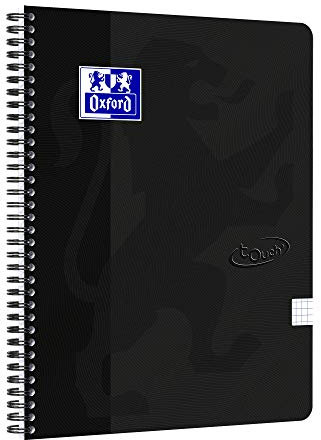 Oxford Touch Collegeblock A4 Kariert 5mm 140 Seiten Schwarz 5er Pack