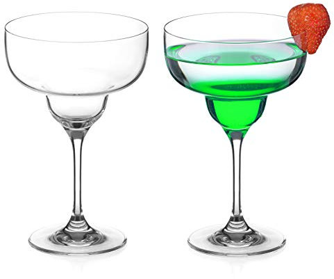 DIAMANTE Margarita Glasses Pair Crystal Cocktail Glasses - ‘Auris’ Collection Undecorated Crystal – Gift Box of 2 Premium Margarita Glasses