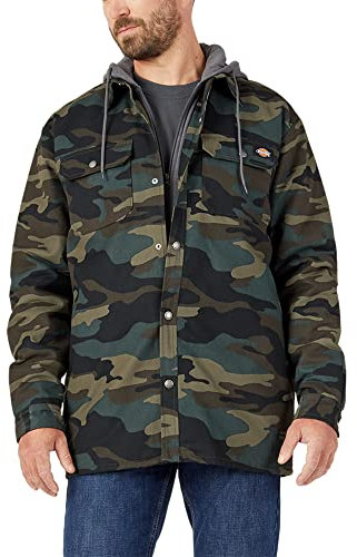 Dickies Giacca da uomo in pile con cappuccio con anatra idroscudo, Camo verde cacciatore, X-Small