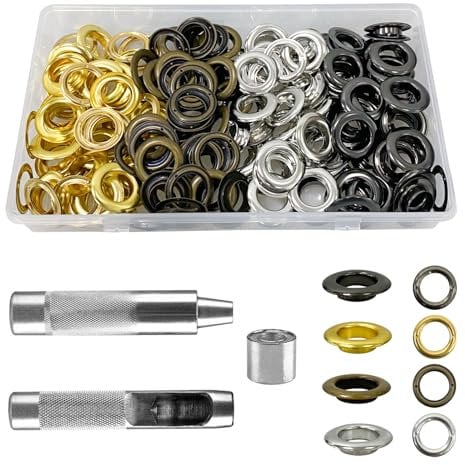 Grommet Kit d'outils de 14 mm pour œillets, rondelles et pinces à œillets, 120 pièces avec boîte de rangement