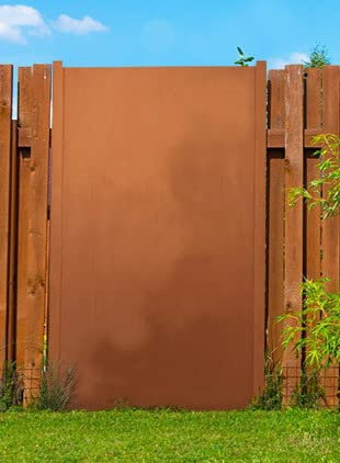 Jabo Design SW003_OHNE (Metall) / Design Gartenzaun Sichtschutz Rostelement incl. Pfosten und Montagematerial aus Metall DC01, Braun