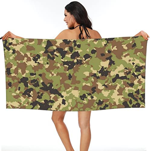 KM-WEL Camouflage Strandtuch, 100% Mikrofaser, Leichtes Handtuch, Schnell Trocknendes Strandtuch, Strandtuch Für Die Sonnenliege (5,90x180 cm)