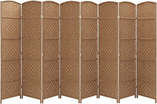 8 Panel Folding Room Divider Freestanding Screen Privacy Hand Made Wall Divider (8panel-Natural)