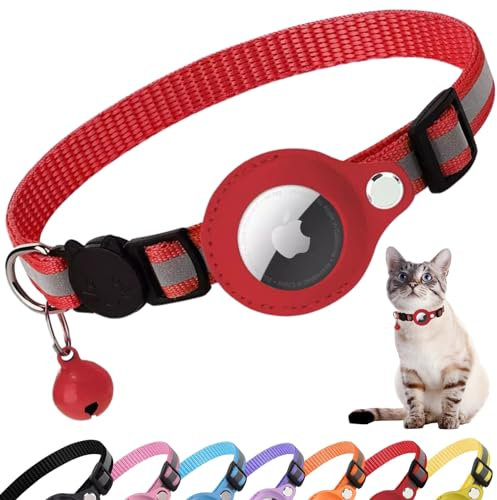 Croc-Cat airtag Katzenhalsband, Zubehör Kompatibel mit Apple Airtag, Halsband mit Sicherheitsschnalle Anti Strangulation für Kätzchen und kleine Hunde, GPS airtag Nicht inbegriffen!