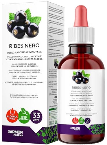 Ribes Nigrum Gocce 100 ml – Ribes Nero Antistaminico naturale, Macerato Glicerico Diuretico e Drenante Naturale, Estratto di Foglie, Integratore Senza Alcool, 33 Dosi Made in Italy