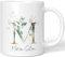 JUNIWORDS Tasse, Maria-Seline, Name Anfangsbuchstabe Initial Alphabet Floral Buchstabe M Monogramm Motiv, Weiß (5464787)