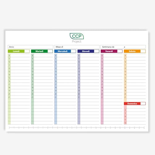 Planner 2025 Settimanale da Tavolo a Strappo - Agenda Elegante e Moderna per Programmazione Giornaliera - 52 Fogli/52 Settimane Senza Date - Disponibile nei Formati Slim, Mini e Grande (A4 29,7x21 CM)