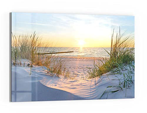 DEQORI Glas-Magnettafel | 60x40 cm groß | Motiv Abendsonne an der Ostsee | Memo-Board aus Glas | Magnetboard inkl. Magnete, Stift & Tuch für Küche & Büro | Tafel magnetisch & beschreibbar
