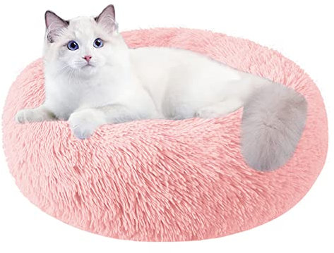 Nisrada Katzenbetten für Indoor-Katzen, 50cm, Hundebett für kleine Melium-große Hunde, waschbares, rundes Haustierbett für Welpen und Kätzchen, mit Rutschfester Unterseite
