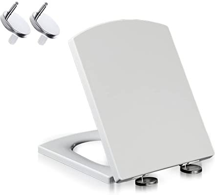 WC Sitz Rechteckige, Duroplast Toilettendeckel Klobrille Mit Absenkautomatik Toilettensitz Abnehmbar Zur Reinigung, Passend Square Toilet, Wc Deckel Eckig,34.5 * 43cm