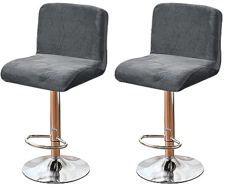 RAKTOV Set mit 2 Barhocker-Bezügen, abnehmbarer Hocker-Kissen-Schonbezug, Stretch-Stuhlbezug, Esszimmerstuhlschutz, Stuhl-Sitzbezug für Barhocker, Rückenlehne, Grau