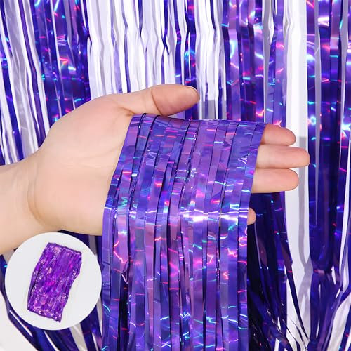 SHOWLL 4 Stücke Lila Glitzer Vorhang Hintergrund 1 x 2 m,Farbenfroh glitzervorhang, Ideal zum Deko geburtstag Halloween deko Einschulung deko Halloween deko Prinzessin geburtstag deko Party deko