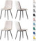 mcc direct Set mit 4 Designer Esszimmerstühlen aus Samtstoff, Metallbeine, Lexi-Stühle (Beige)
