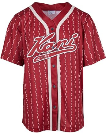 Karl Kani Herren KM233-014-2 KK Varsity Ziczac Pinstripe Baseball Shirt S Dark red/White