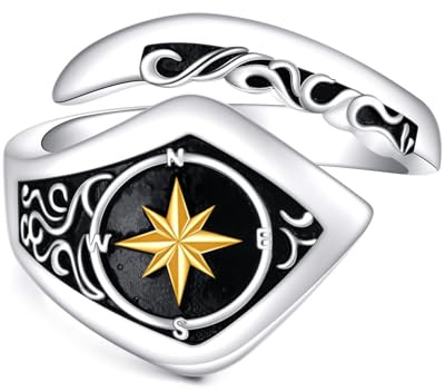 NIFUNAO Sterling Silver Spoon Ring Vintage Nordic Thumb Ring Boho Adjustable Open Pirate Ring Jewelry Gifts for Women Men, Sterling Silver, No Gemstone