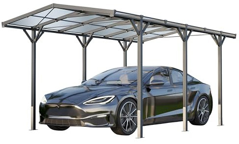 GFP Carport 2,85x5,05m Abri Voiture en Aluminium Anthracite Abri Individuel Voiture