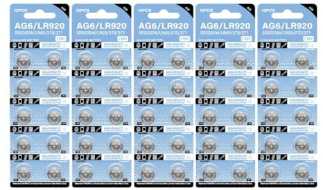 Pile bouton AG6 longue durée LR920 pour montres horloge 1,55 V piles bouton 320 mAh pour bricolage