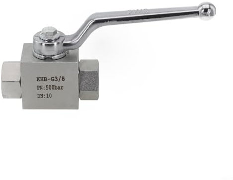 Entgoinggo Hydraulischer Kugelhahn, 2-Wege-500 Bar MWP Kohlenstoffstahl-Absperrventil für industrielle Rohrleitungen, Edelstahl-Hydraulikventil (3/8)