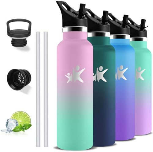 Gourde Isotherme, Gourde 1l, Sans BPA, Gourde Inox, Anti Fuite, Gourde Metal, Double Isolation, Gourde Sport, Facile à Nettoyer, Gourdes de Camping et Randonnée, Bouteille d'eau pour Voyage, Aptitude