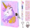 ENYILEE Unicorn Diary with Lock for Girls,Cute Plush Journal Notebook Set for Kid with Stickers,Fluffy Secret Notebook for Writing and Drawing Gifts for Girls ages 6-8