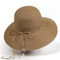 WUFANGBU Sonnenhut Strohhut Hut Damen Eleganter Fischerhut Weiblicher Urlaub Perlenschleife Große Krempe Fischerhut Topf Hut Strohhut M(56-58Cm) Khaki