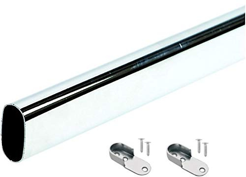 Oval Rail Tube Wardrobe Chrome 700mm + End Support & Screws