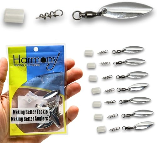 Harmony Fishing Company - [7 Pack Tail Spinners (Hitchhikers for Soft Plastic/senko Fishing Lures, Willow or Colorado Blade)