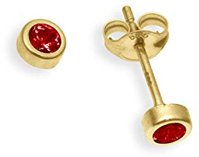 Ohrstecker einzeln echt 14 Karat Gold 585 mit Rubin 3mm (Art 602076/811085)