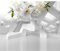 decomonkey - Papier Peint Panoramique Fleurs Lys 400x280 cm - Décoration murale moderne – Tapisserie décorative pour chambre salon - Abstraction blanc géométrique fleurs lys moderne gris