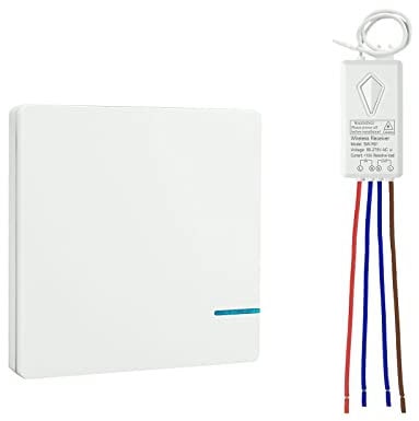 Thinkbee Wireless Light Switch for Light, 230V Waterproof RF ON/Off Wall Switch Remote Control for Lights 330ft Indoor 1700ft Outdoor, Integrated Power Up to 1000W