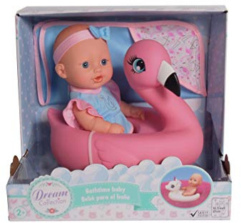 Dream Collection 10 Bath Time Baby Doll with Flamingo, Pink